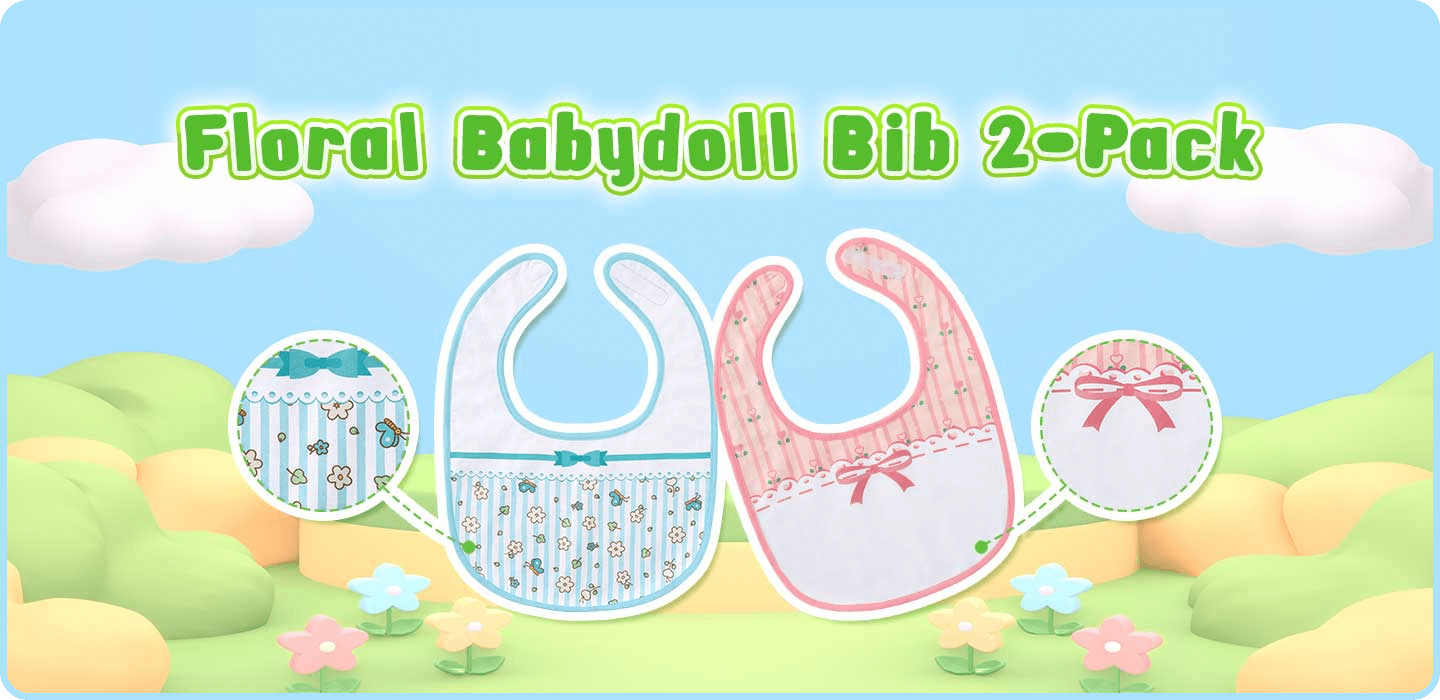 Pink and Blue Floral Babydoll Bib Set
